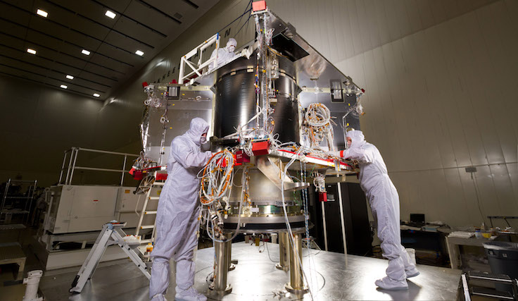 In a clean room at Lockheed Martin, the OSIRIS-REs spacecraft is starting the assembly (ATLO) phase of its mission.