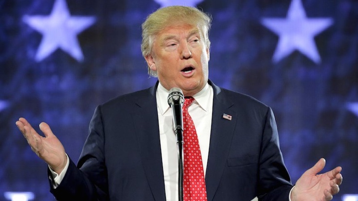 Republican presidential candidate Donald Trump speaks at Liberty University in Lynchburg, Virginia.